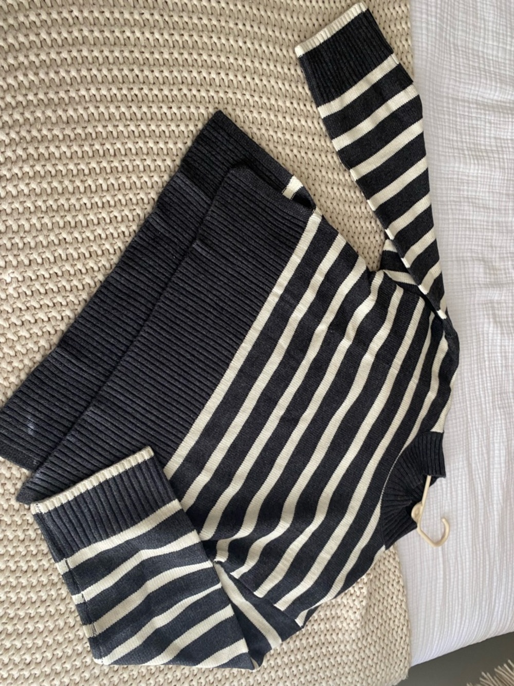 Astr Striped Charcoal & Cream Turtleneck Sweater - Picture 5 of 7